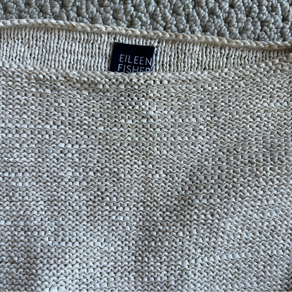 Eileen fisher boatneck loose knit sweater top m ivory cream - Picture 3 of 5